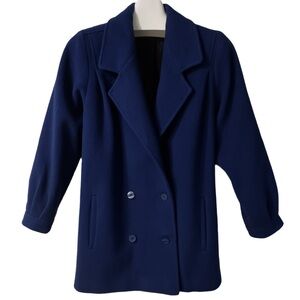 100% Pure Wool Vintage | JILL JR. Blue Long Sleeve Collar Button Up Coat Jacket